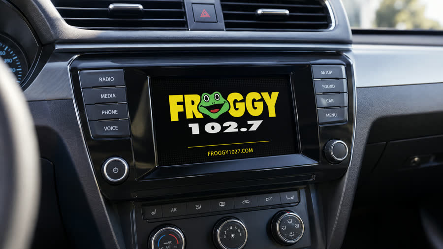 Froggy 102.7 on an in-car dashboard screen